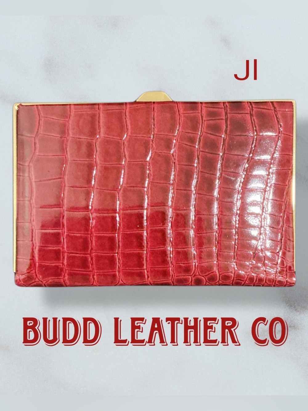 BUDD LEATHER Croc-Embossed Slim Wallet VINTAGE
